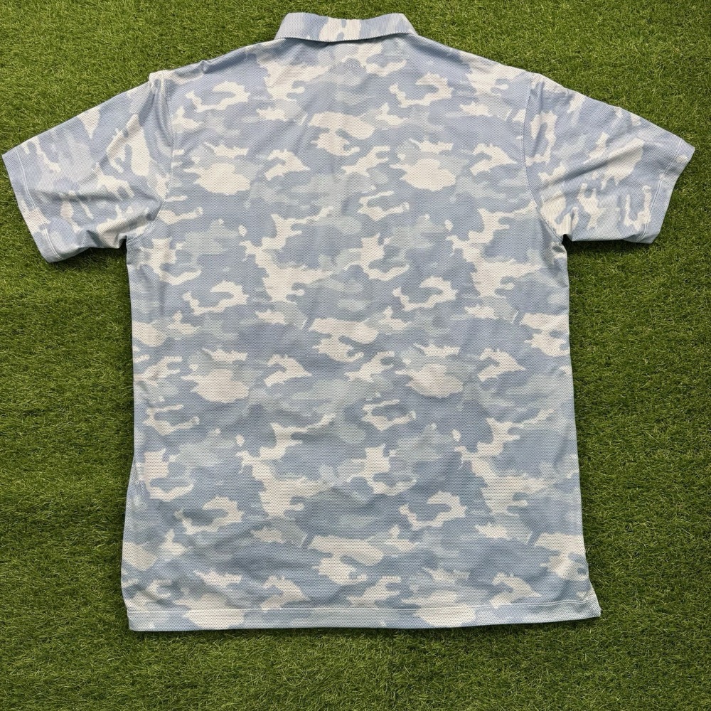 Devereux Polo Shirt Mens XXL Blue Camo Geometric AOP Golf Stretch Performance - Picture 2 of 12